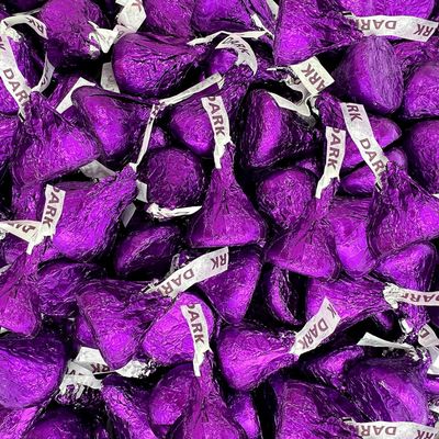 Hershey&#39;sKISSES Mother&#39;s Day Special Dark Approx 500 Pieces of Dark Chocolate Mildly Sweet Candy Purple Foils Kisses 5 lb Pounds Chocolate Candy Kisses Purple Wrapping, Bulk Bag