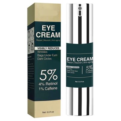 Retinol Caffeine Eye Cream for Dark Circles, Puffiness Wrinkles - Dermatologist-Tested Anti-Aging Formula, Lightweight Hydration for All Skin Types - 0.5 Fl Oz