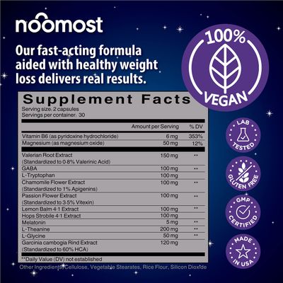 NooMost Natural Sleep Aid Supplements with Magnesium,L theanine Garcinia Sleep Pills for deep Restful Sleep for Adults Non-Habit-Forming Helps Fall Asleep Fast Stay Asleep Longer 60 Tabs