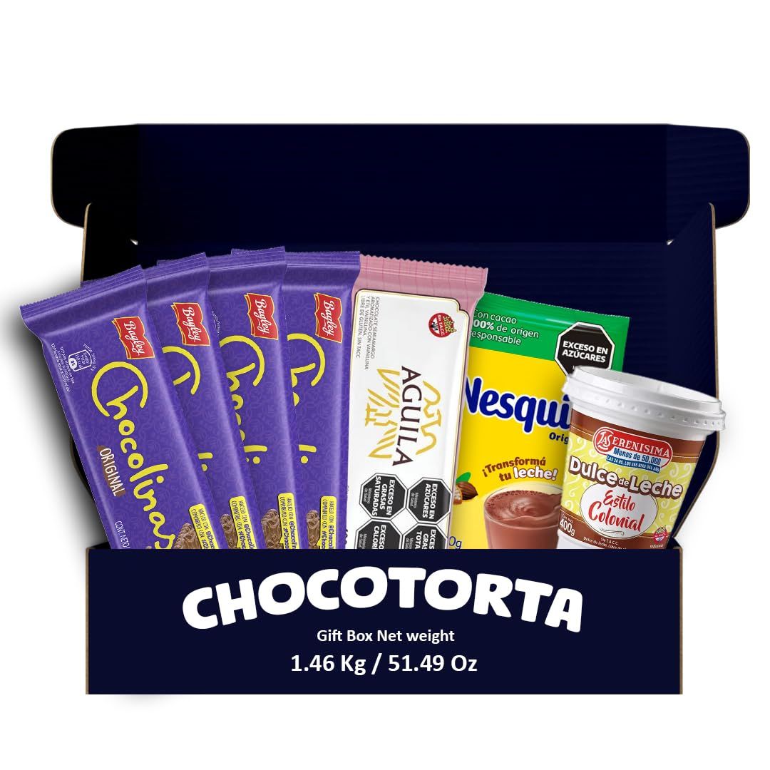 Chocotorta Gift Box - Argentinian Dessert Baking Kit - Includes Chocolinas Cookies, Semi-Sweet Aguila Chocolate Bar, Cocoa Powder, Dulce de Leche Imported from Argentina By Pero Bien Argentino