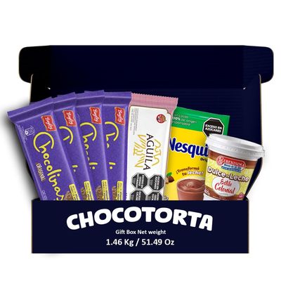 Chocotorta Gift Box - Argentinian Dessert Baking Kit - Includes Chocolinas Cookies, Semi-Sweet Aguila Chocolate Bar, Cocoa Powder, Dulce de Leche Imported from Argentina By Pero Bien Argentino