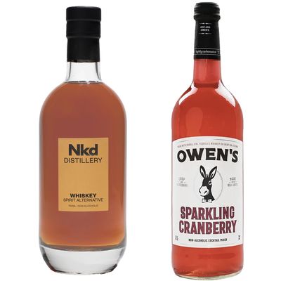 Nkd Distillery Whiskey Alternative Premium Non-Alcoholic Spirit 750 ML Bottles w Owen s Mixers Sparkling Cranberry 750 ML Bottles - Perfect for Mocktails - Made in USA