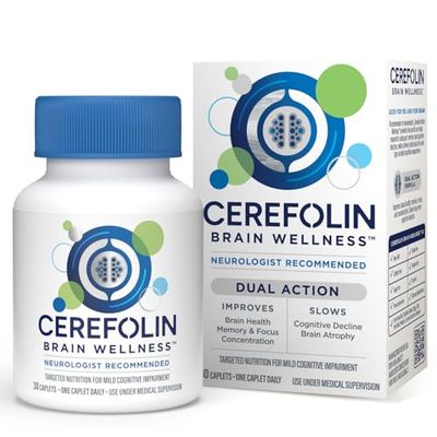 Cerefolin Brain Wellness, Targeted Nutrition for Cognitive Support, Improves Memory, Focus Concentration, L-Methylfolate, NAC, B12, Neurologist Recommended (30 Count)