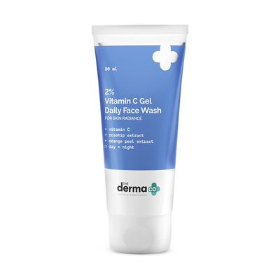 The Derma Co 2 Vitamin C Gel Daily Face Wash Deeply Cleanses, Reduce Spots, Marks Discoloration Enhances Skin Tone Makes Skin Glow 2.71 Fl Oz80 ml