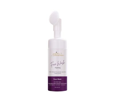 Allurdevine Hydrating Foaming Facial Cleanser: NormalOilySensitive Skin (100ml 3.4 fl oz) - Vitamin E Japonica Flower Extract - Unscented Face Wash With Brush - Silicone Paraben-Free