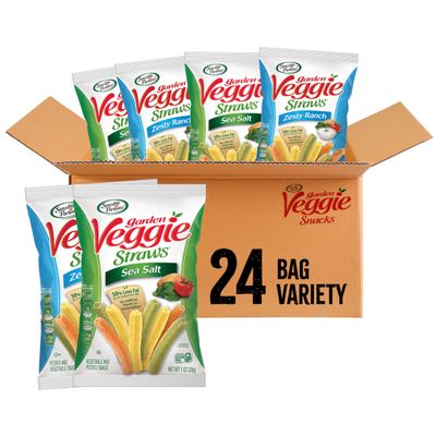 Sensible Portions Garden Veggie Snacks - Veggie Straws, Snack Size Variety Pack, Sea Salt Zesty Ranch, 1 Oz (Pack of 24)