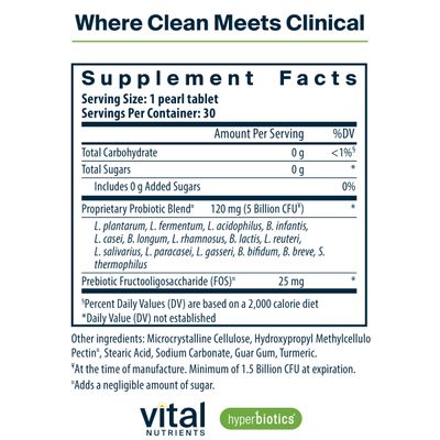 Hyperbiotics Vital Nutrients Pro-15 Prebiotics Probiotics for Women and Men 15 Science Backed Strains Supports Occasional Constipation, Diarrhea, Gas Bloating 30 Vegan Time Release Pearls