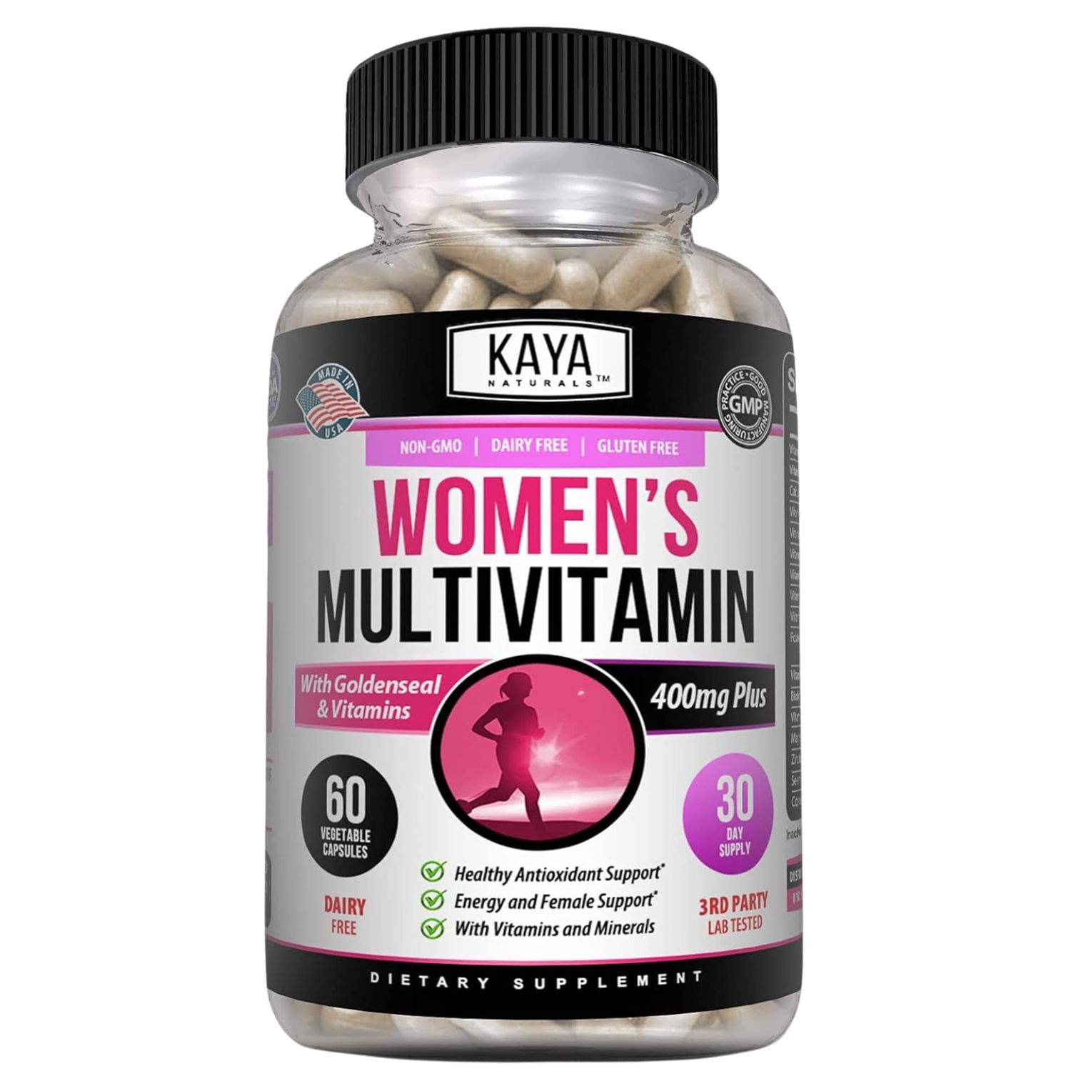 Kaya Naturals Women&#39;s Multivitamin, Overall Healthy Antioxidant, and Immune Support, Vitamins A, D, C, E, Biotin, Folic Acid, Multi-Mineral, Energy Metabolism Vitamin Supplement 60 Count