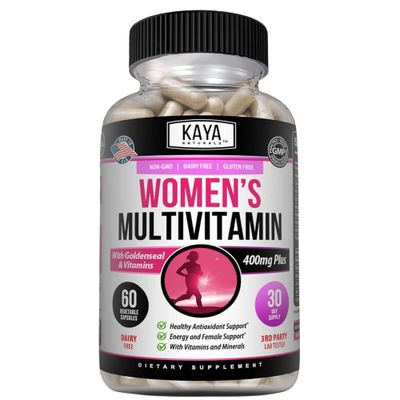 Kaya Naturals Women&#39;s Multivitamin, Overall Healthy Antioxidant, and Immune Support, Vitamins A, D, C, E, Biotin, Folic Acid, Multi-Mineral, Energy Metabolism Vitamin Supplement 60 Count