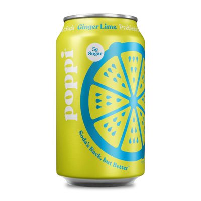 Poppi Sparkling Prebiotic Soda Beverage with Apple Cider Vinegar, Seltzer Water and Fruit Juice, Ginger Lime Flavor, 12 Fl Oz, 1 Count, Packaging May Vary