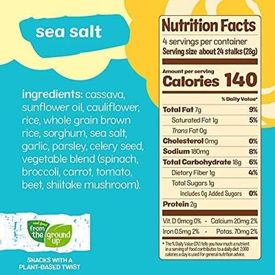 Real Food From The Ground Cauliflower Stalks - 6 Count, 4oz Bags (Sea Salt)