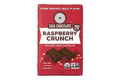 Taza Chocolate Organic Amaze Bar 60 Stone Ground, Raspberry Crunch, 2.5 Ounce (1 Count), Vegan