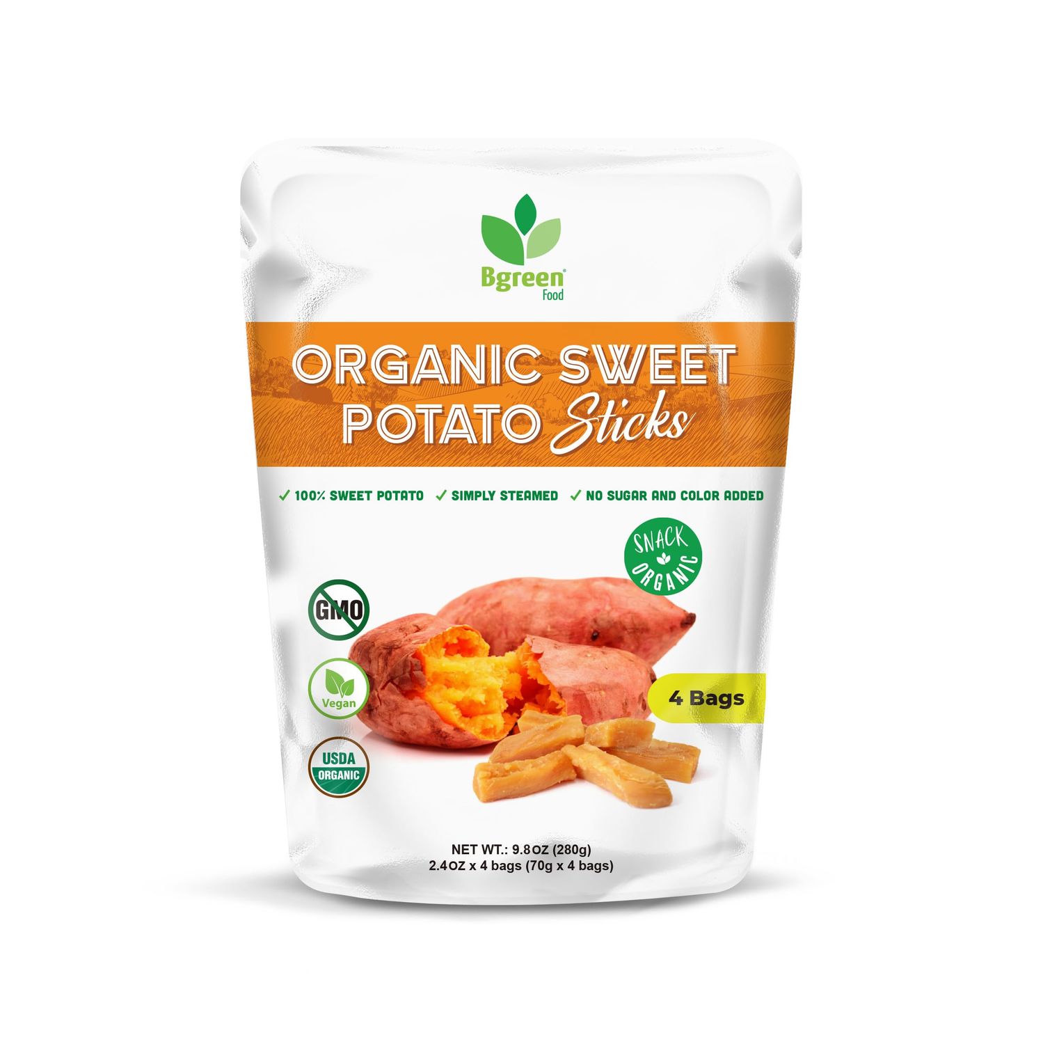 Big Green Organic Food - Organic Sweet Potato Sticks, Healthy Snack, Single Ingredient, Gluten-Free, Non-GMO, All-Natural, Perfect for Kids Adults, Vegan, 9.8oz (1 Pack, Sweet Potato)