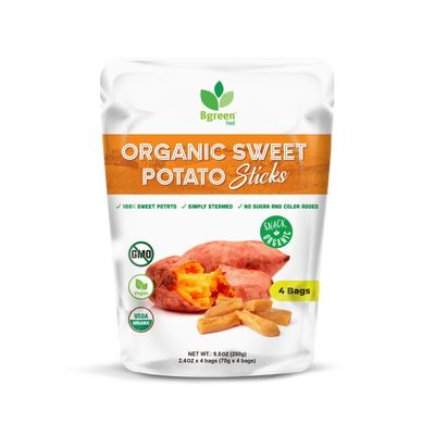 Big Green Organic Food - Organic Sweet Potato Sticks, Healthy Snack, Single Ingredient, Gluten-Free, Non-GMO, All-Natural, Perfect for Kids Adults, Vegan, 9.8oz (1 Pack, Sweet Potato)