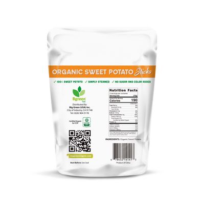 Big Green Organic Food - Organic Sweet Potato Sticks, Healthy Snack, Single Ingredient, Gluten-Free, Non-GMO, All-Natural, Perfect for Kids Adults, Vegan, 9.8oz (1 Pack, Sweet Potato)
