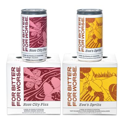 For Bitter For Worse Non-Alcoholic Cocktail - Sparkling Botanical Spritz Craft Mocktails - Bold Complex Flavor - Gluten-Free, Vegan, No Added Sugar, Caffeine Free (Variety, 6.3 Fl Oz, 8-pack)