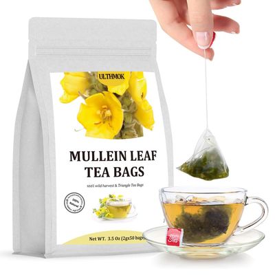 Premium 50 Mullein Leaf Tea Bags. Made with 100 Pure Mullein Leaves, for Lungs Cleanse and Respiratory Support, No Flavoring No Additives Caffeine Free.