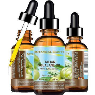 Botanical Beauty SQUALANE Italian Olive 100 Pure Natural Undiluted Oil. 0.5 fl.oz- 15 ml. 100 Ultra-Pure Moisturizer for Face, Skin, Body, Hair. Reliable 247 Skincare Protection