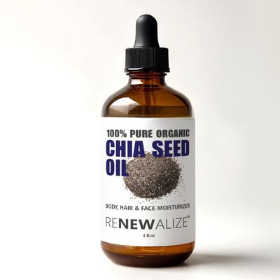 Renewalize ORGANIC CHIA SEED OIL Facial Moisturizer 100 Percent Pure Unrefined Cold Pressed Anti Aging Facial Oils High Linoleic for Oily or Dry Skin 4 oz bottle