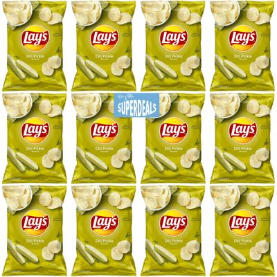 Lay&#39;s Potato Chips Dill Pickle Value Pack Bundled by SUPERDEALS 1.5 Oz Bag Pack of 12 with Mystery Gift