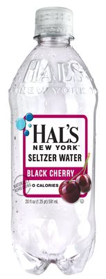 Hal&#39;s New York Seltzer Carbonated Black Cherry Flavored Sparkling Water, Zero Sugar, Zero Calorie, Zero Carbs, 20 Fl Oz (Pack of 24)
