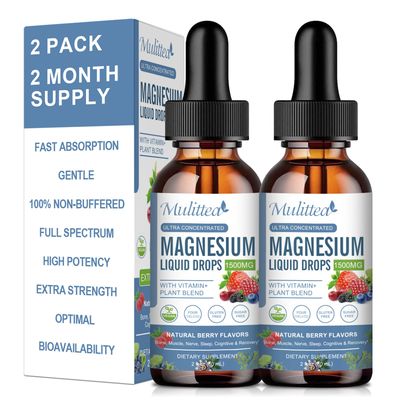 Magnesium Glycinate Liquid Drop - Triple Absorption Supplement to Support Nerves, Night, Heart, Muscles Metabolism -Sugar-Free with Potassium, L-Theanine, Sea Moss Vitamin B,C,D3, K2-2