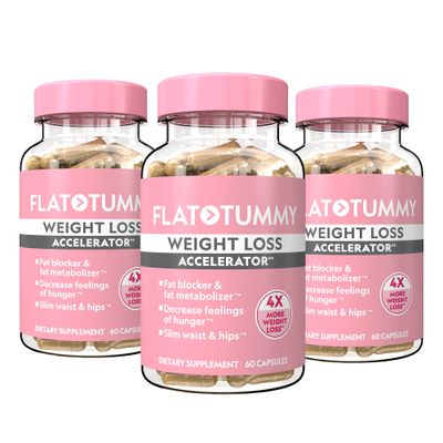Flat Tummy Weight Loss Accelerator - Clinically Studied Fat Burner Appetite Suppressant for Women, Post GLP-1 Supplement - Achieve a Slimmer Waist HIPS - 60 Capsules (3 Pack)