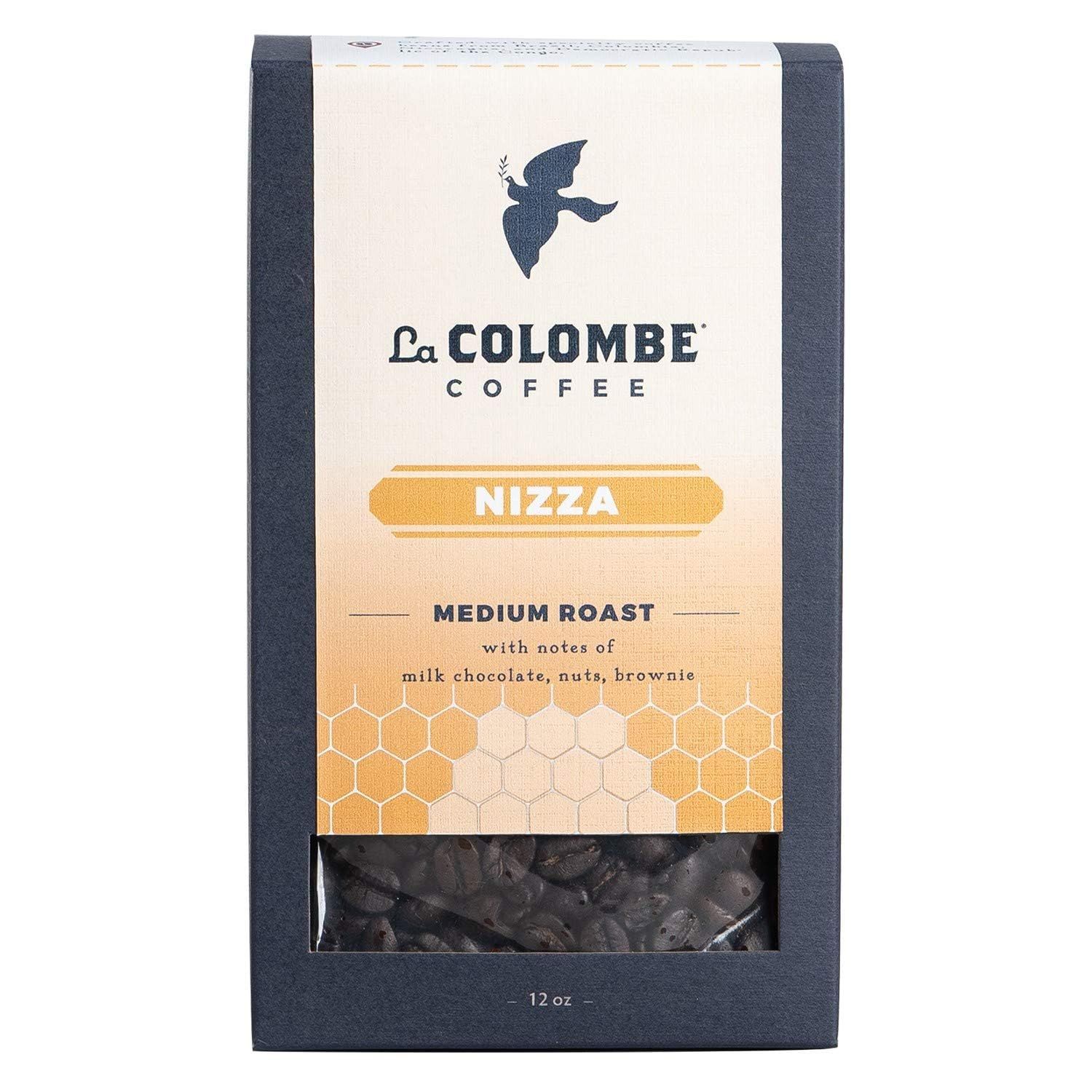 La Colombe Nizza Medium Roast Whole Bean Coffee - Notes of Milk Chocolate, Nuts Brownie with Honey-Sweet Roasted Nuttiness, 12 Ounce (Pack of 4)