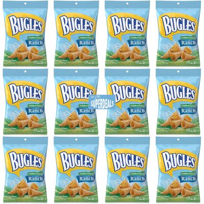 Bugles, Ranch,Crispy Corn Snack, 1.5 oz Pack of 12 bundled by SUPERDEALS with Mystery Gift