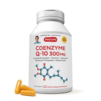 ANDREW LESSMAN Coenzyme Q-10 300 mg 120 Capsules - Essential for Energy Production and Optimum Key Organ Function, Anti-Oxidant Support, Depleted by Aging, Plus B-Complex. Easy to Swallow Capsules