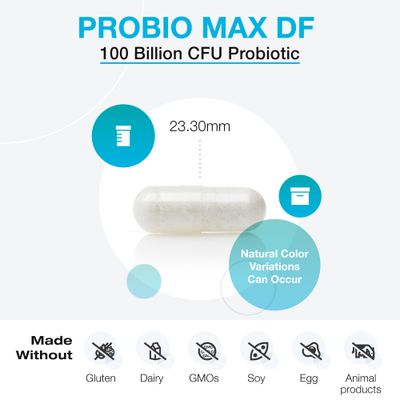 XYMOGEN ProbioMax Daily 100B - 100 Billion CFU Probiotic Supplement - Dairy Free Probiotics with Lactobacillus acidophilus Bifidobacterium lactis - Formerly ProbioMax DF (30 Acid Resistant Capsules)