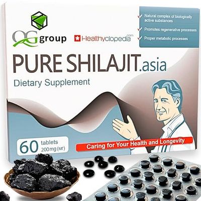 Natural Pure Shilajit Tablets Analog Raw Resin Mumiyo Dry Drops 60 Tablets - 200mg 100 Himalayan Supplement with 85 Trace Minerals for Energy Metabolism, Immune Support - Ideal for Men Women