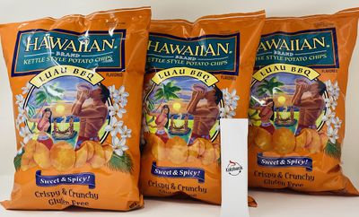 Kettle Style Chips Party Size Crispy Crunchy Luau BBQ Bundle of 3-13oz PACK