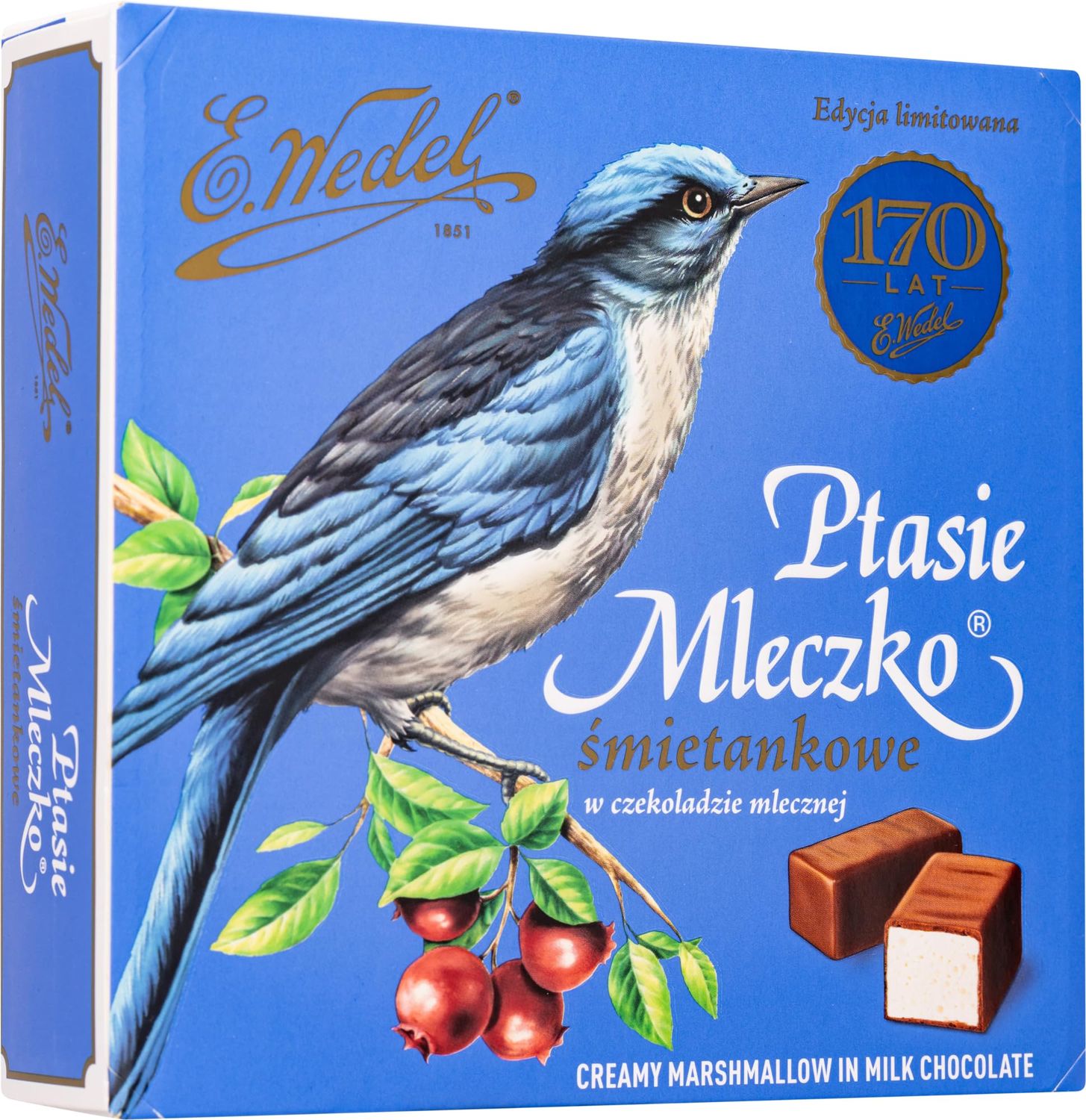 E. Wedel, Ptasie Mleczko Candy Box, Polish Bird&#39;s Milk Creamy Marshmallow in Milk Chocolate, 340g12oz