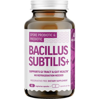 Bacillus Subtilis Spore Based Probiotic - High Potency Strain with Prebiotic for Balanced Belly Daily Gut Health Microbiome Support for Family 6 Billion CFU Per Day 90 Vegetarian Capsules