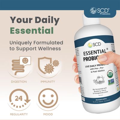 SCD Essential Probiotics for Women, Men, Kids and Toddlers, Live Probiotic for Digestion and Immunity, Gut Health Liquid Probiotic Supplement with 11 Strains - 16.3 fl oz by SCD Probiotics