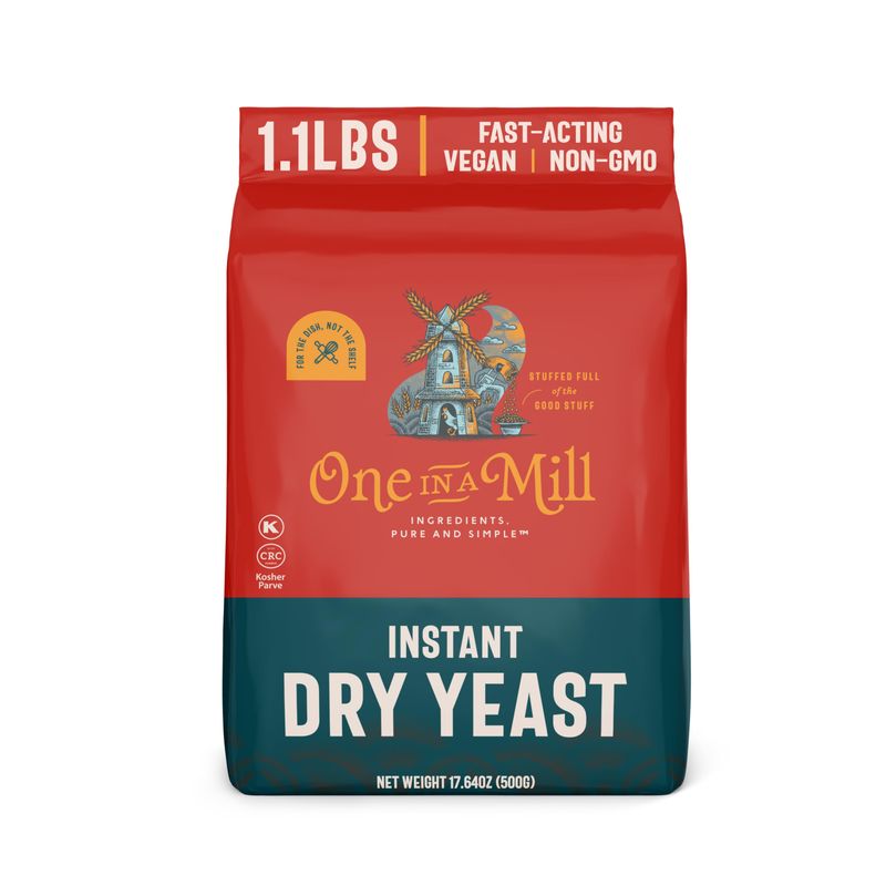 One in a Mill Instant Dry Yeast 1.1 LB (Pack Of 1) [IMPROVED] Fast Acting Self Rising Yeast for Baking Bread, Cake, Pizza Dough Crust Kosher Quick Rapid Rise Leavening Agent for Pastries