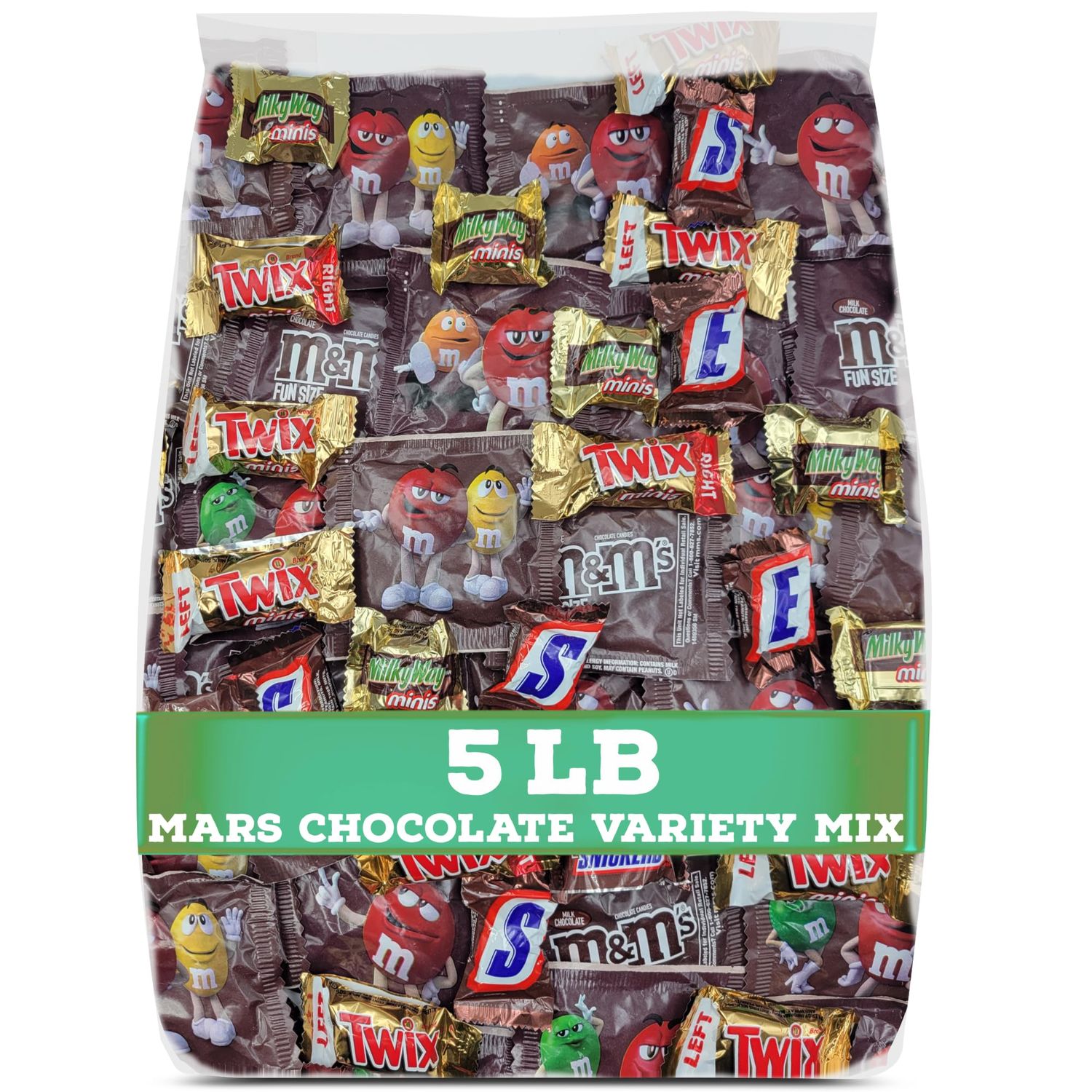 SNICKERS, MMS, TWIX, 3 MUSKETEERS MILKY WAY, Mars Chocolate Variety Mix - 5 Pound (Pack of 1)