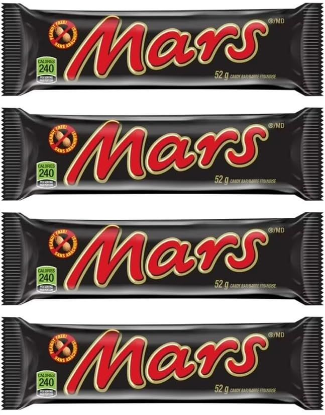 Mars Chocolate Candy Bar, 2.2 oz, Caramel, Nougat, Milk Chocolate (4 full size bars)