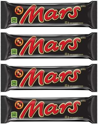 Mars Chocolate Candy Bar, 2.2 oz, Caramel, Nougat, Milk Chocolate (4 full size bars)