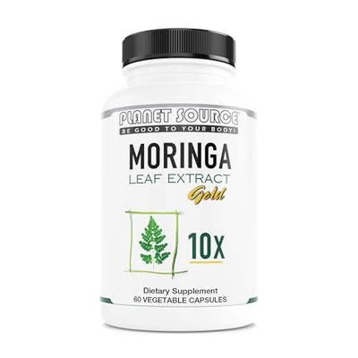 Planet Source Moringa Leaf Gold Extract 10X - Vitamin A, Vitamin B, Vitamin C, Vitamin D, Vitamin E, and Minerals - Antioxidants - Natural Energy, Metabolism, Immune Support - 60 Count Veggie Capsules