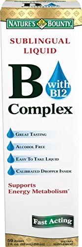 Nature&#39;s Bounty Vitamin B Complex with B-12 Sublingual Liquid, 2 Ounce (Pack of 4)