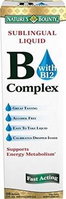 Nature&#39;s Bounty Vitamin B Complex with B-12 Sublingual Liquid, 2 Ounce (Pack of 4)