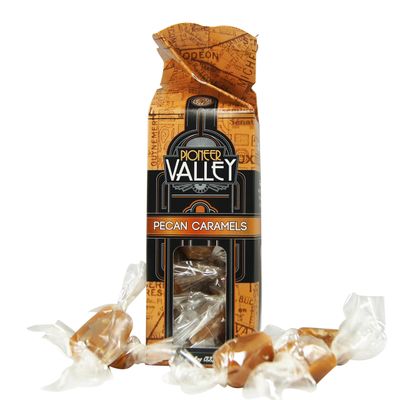Pecan Caramels 8oz Box by Pioneer Valley (Soft, Premium Quality, Artisanal Caramels)