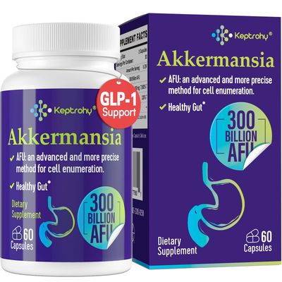 GLP-1 Supplement - 300 Billion AFU Akkermansia Probiotic for Women Men, Akkermansia Muciniphila for GLP-1 Production, Digestive, Gut, Immune Health, Enhances Gut Digestive Lining function, 60 Count