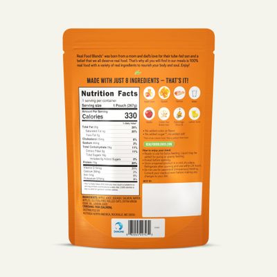 Real Food Blends Salmon, Oats Squash - Pureed Food Meals for Tube Feeding with Protein, Vegetables Fruits - 330 Calories for Lunch Dinner - 9.4 oz (Pack of 12)
