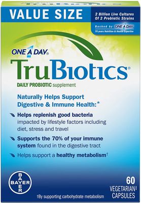 TruBiotics Daily Probiotic, 60 Capsules - Gluten Free, Soy Free Digestive Immune Health Support Supplement for Men and Women