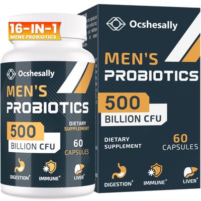 Probiotics for Men, 500 Billion CFUs 12 Strains Mens probiotic, with Turmeric, Cranberry, Goji - Probiotics for Digestive Health, Gut, Immune Bloating, Prostate Urinary Tract Health, 60 Capsules