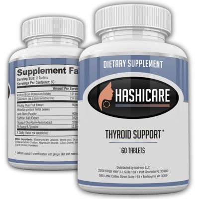 Estrohalt Hashicare Pills- Natural Thyroid Support Supplements for Women and Men Boost Metabolism with Iodine, Selenium, Saffron, and Hoodia- 60 Vitamin Tablets