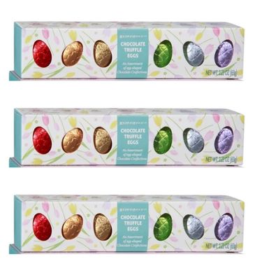 Chocolate Truffle Eggs (assortment of egg-shaped chocolate confections, each giftable, 2.22-oz. box contains seven chocolate truffle eggs pack of 3